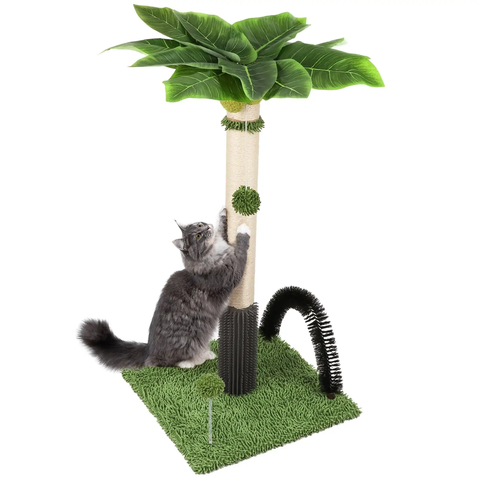 Cat Scratching Post.38 Tall Green Cat Scratch Posts for Indoor Cats with Dangling Ball.Spring Ball