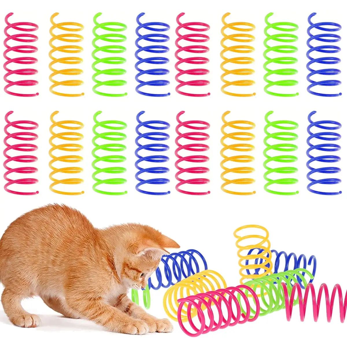 Cat Spring Toys Cat Spring Toys 16pcs Colorful Cat Coil Toy Durable Plastic Spiral Spring Cat Toy Interactive Cat Toy Creative Cat Activity Toy for Cat Bouncing and Training Fun Gift for Cat