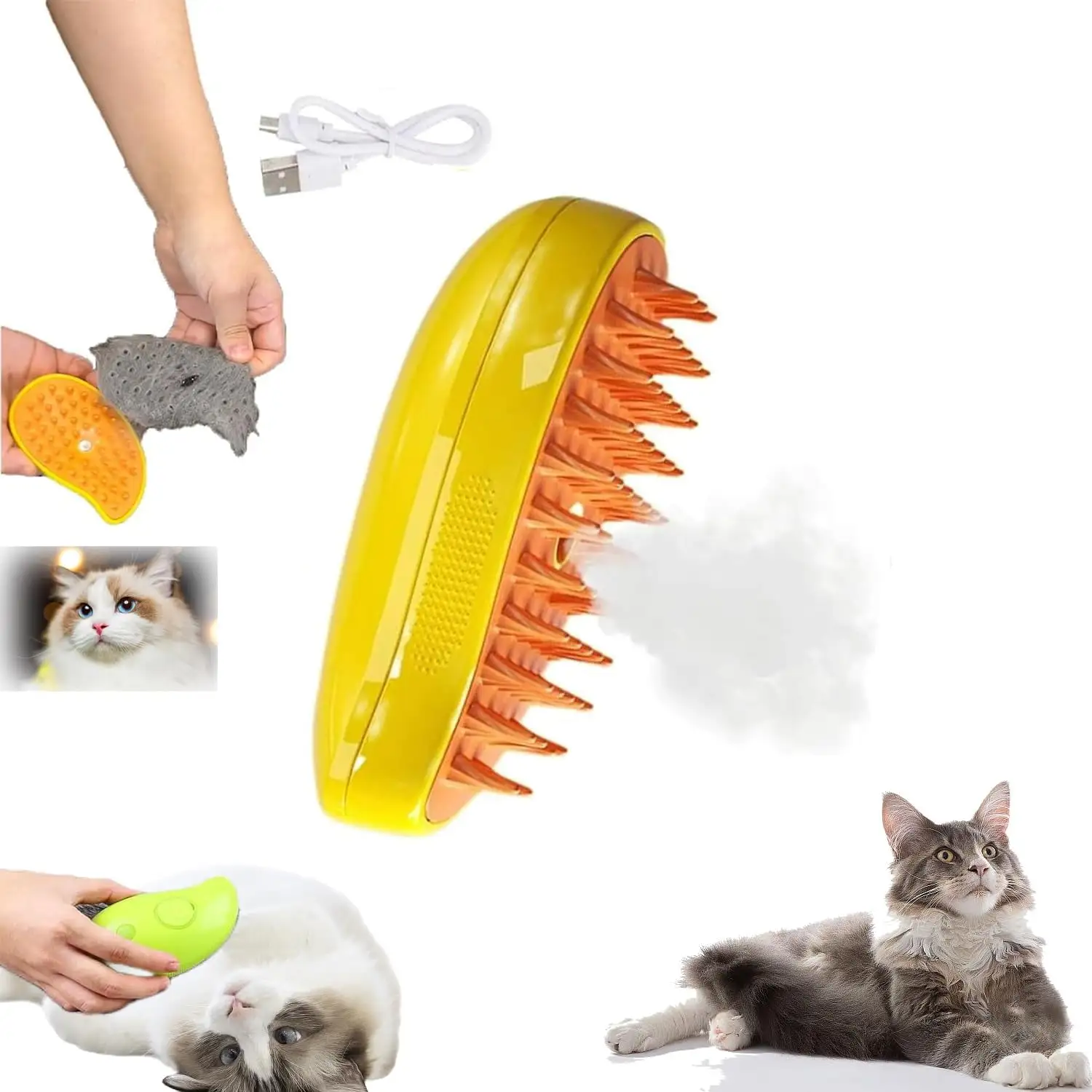 Cat Steam Brush. Cat Steamy Brush. Steamy Cat Brush. Multifunctional Steam Brush For Cats. Steam Cat Hair Brush