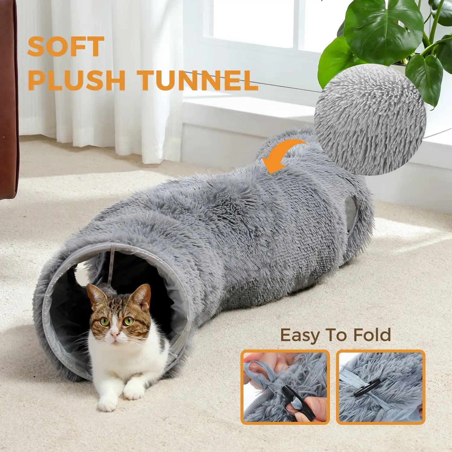 Cat Tunnel Collapsible Cat Play Tube for Rabbits. Kittens. Ferrets.Puppy and Dogs. Diameter 9.8 In