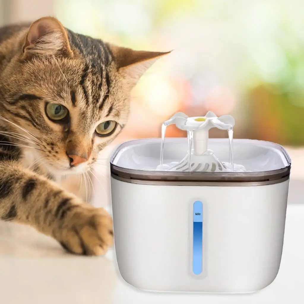 Cat Water Fountain 2.0L/67oz Automatic Dog Water Dispenser Built-in Filter Pets Fountain Cat Drinking Dispenser Bowl White