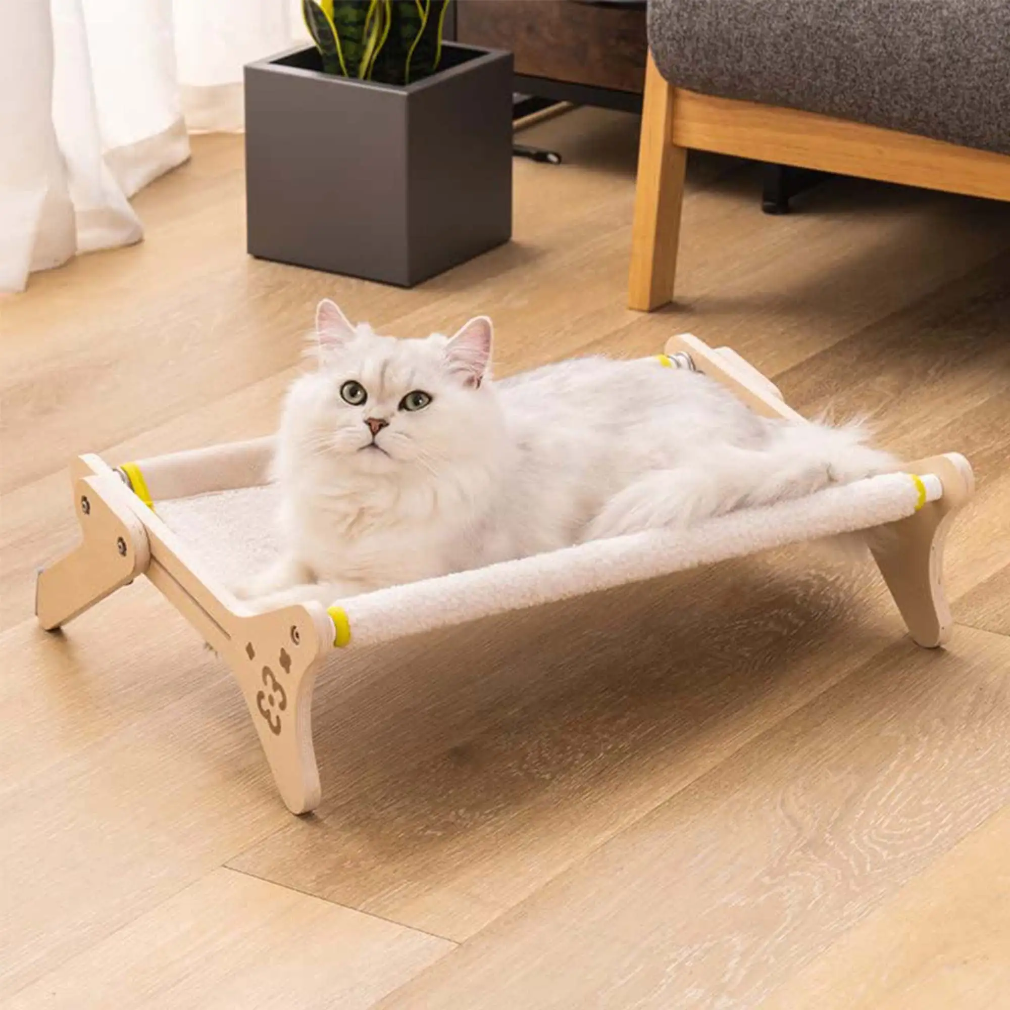 Cat Window Perch Cat Bed for Indoor Cats Cat Window Hammock Seat Adjustable Sturdy Durable Steady Cat Bed Providing All-Around Sunbath Washable Space Saving (2 in 1 Cream-Colored)