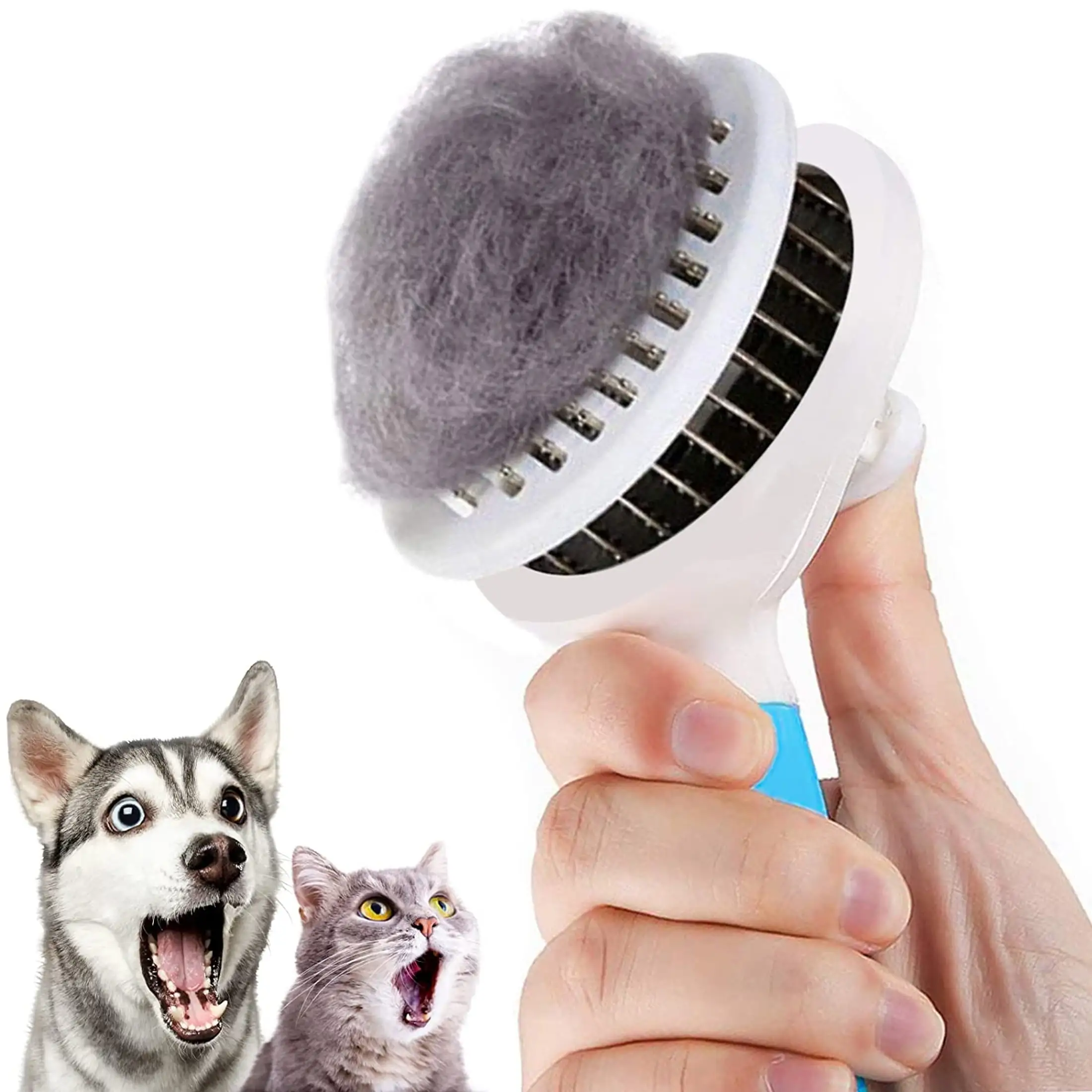 Cat and Dog Brush. Self Cleaning Grooming Brush - for Shedding and Grooming - Our Pet Brushes Are Suitable for Dogs and Cats All Hair Lengths