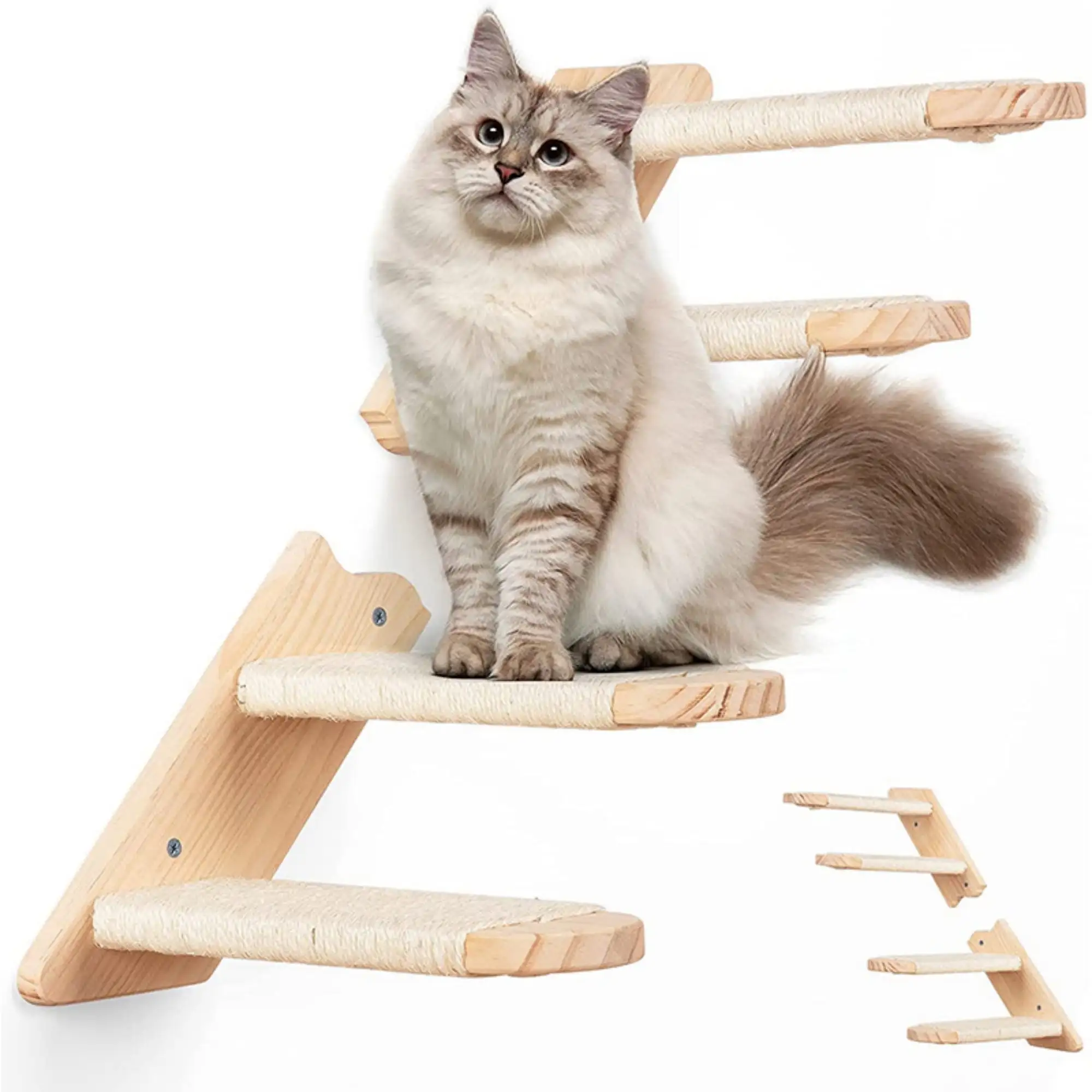 Cathoe Cat Wall Shelves and Perches with Two Steps Cat Climbing Shelf for Activity Indoor Cats.2pcs