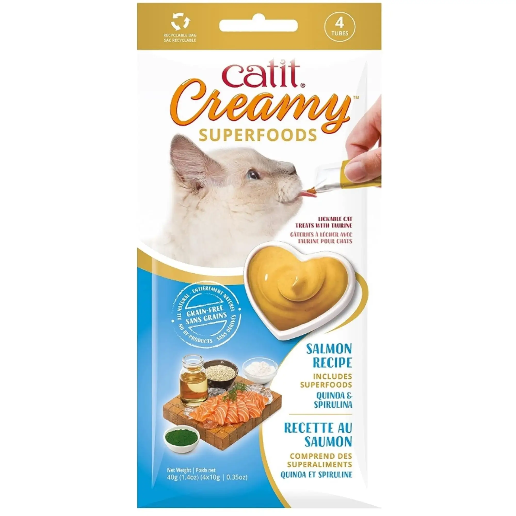 Catit Creamy Superfood Lickable Salmon. Quinoa and Spirulina Cat Treat