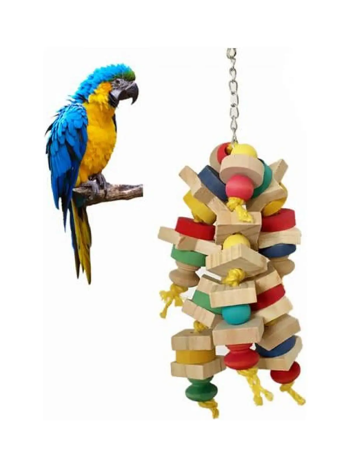 Catlerio Large Parrot Pet Bird Toys Perch Budgie Cockatiel Chew Hanging Wooden Swing Cage