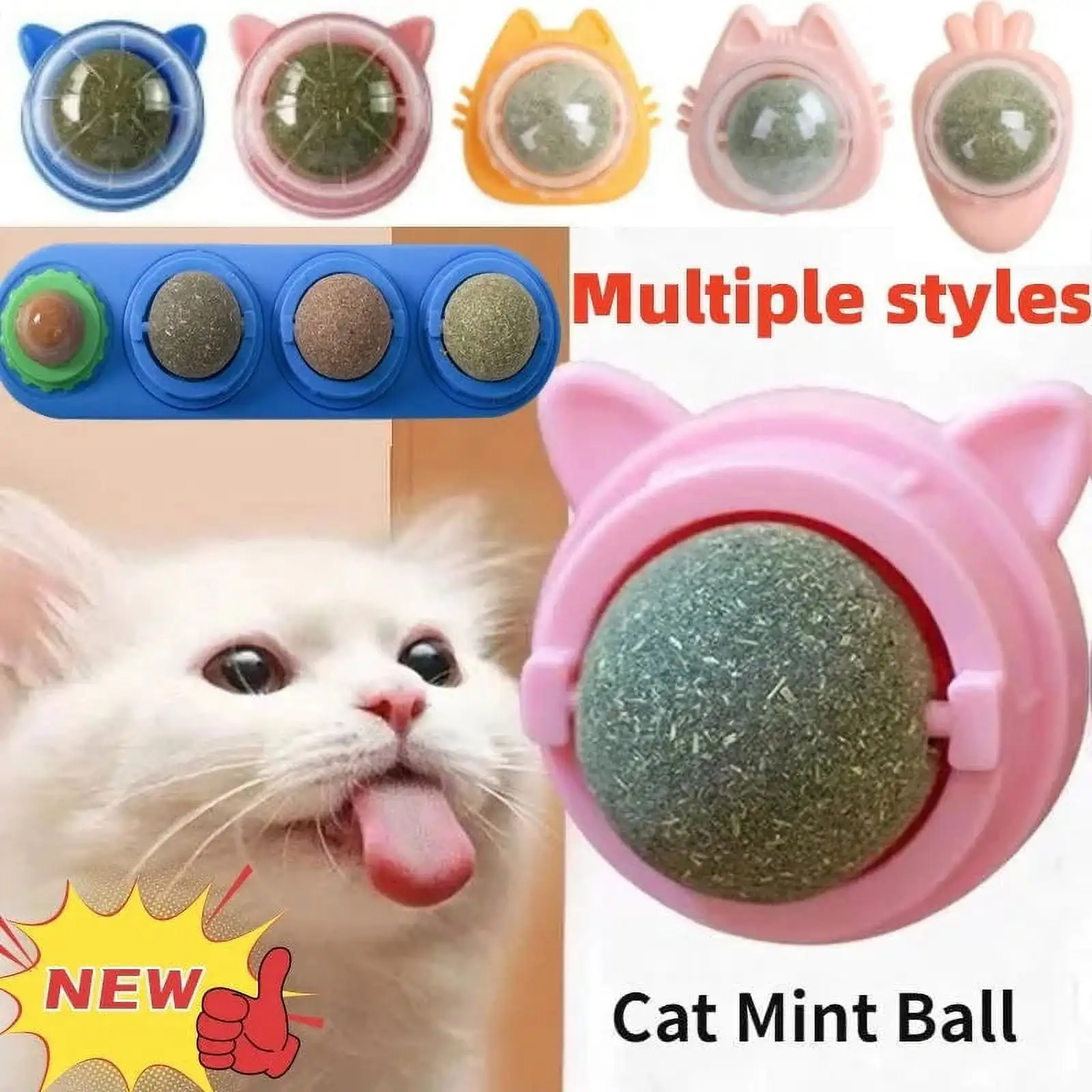 Catnip Wall Ball Cat Toys Pet Toys for Cats Clean Mouth Promote Digestion Kitten Candy Licking Snacks Mint Ball Cat Accessories