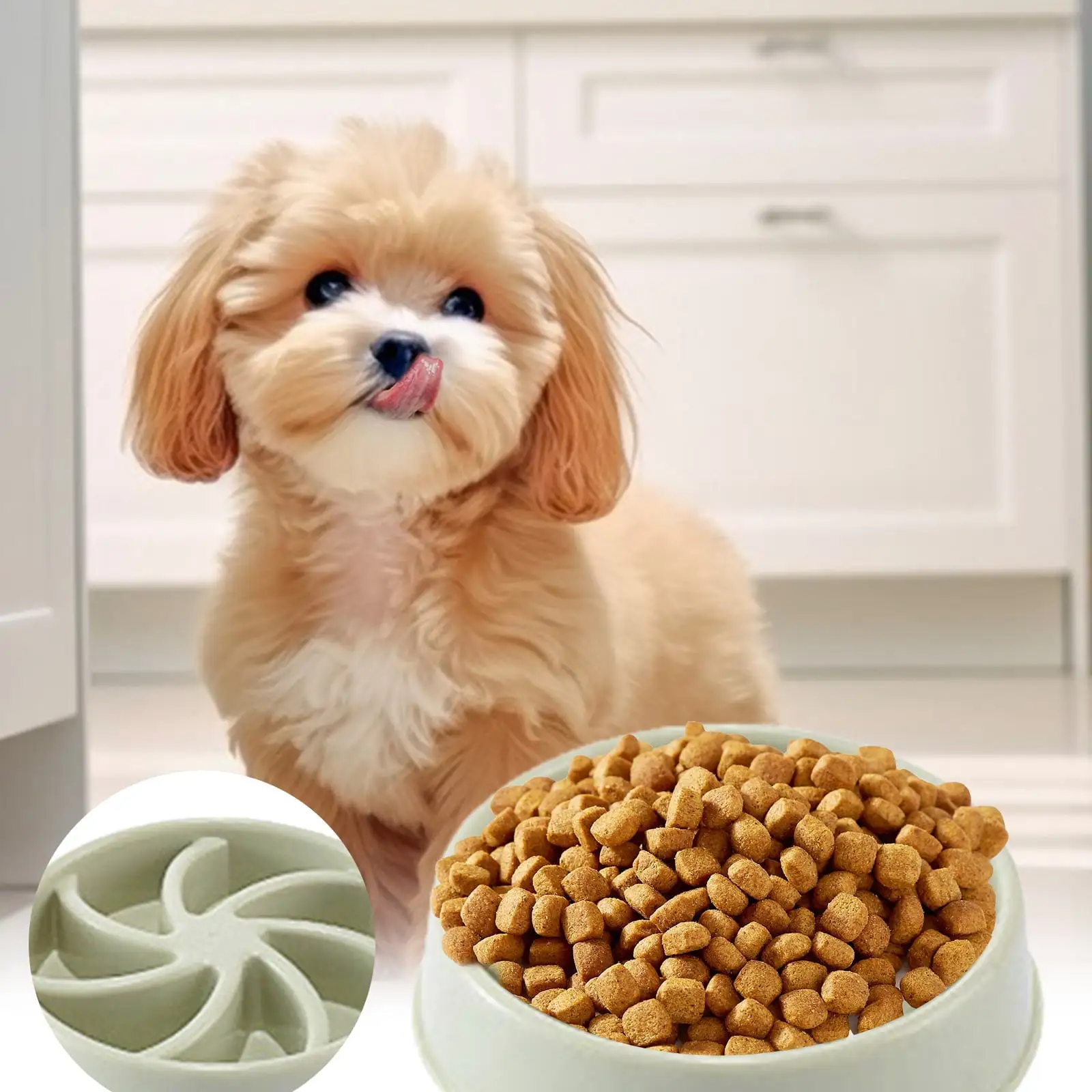 Ceramic Slow Dog Feeder Bowl For Small Dog Raised Slow Dog Food Bowl Circle Shape 3 Colors 4 Models