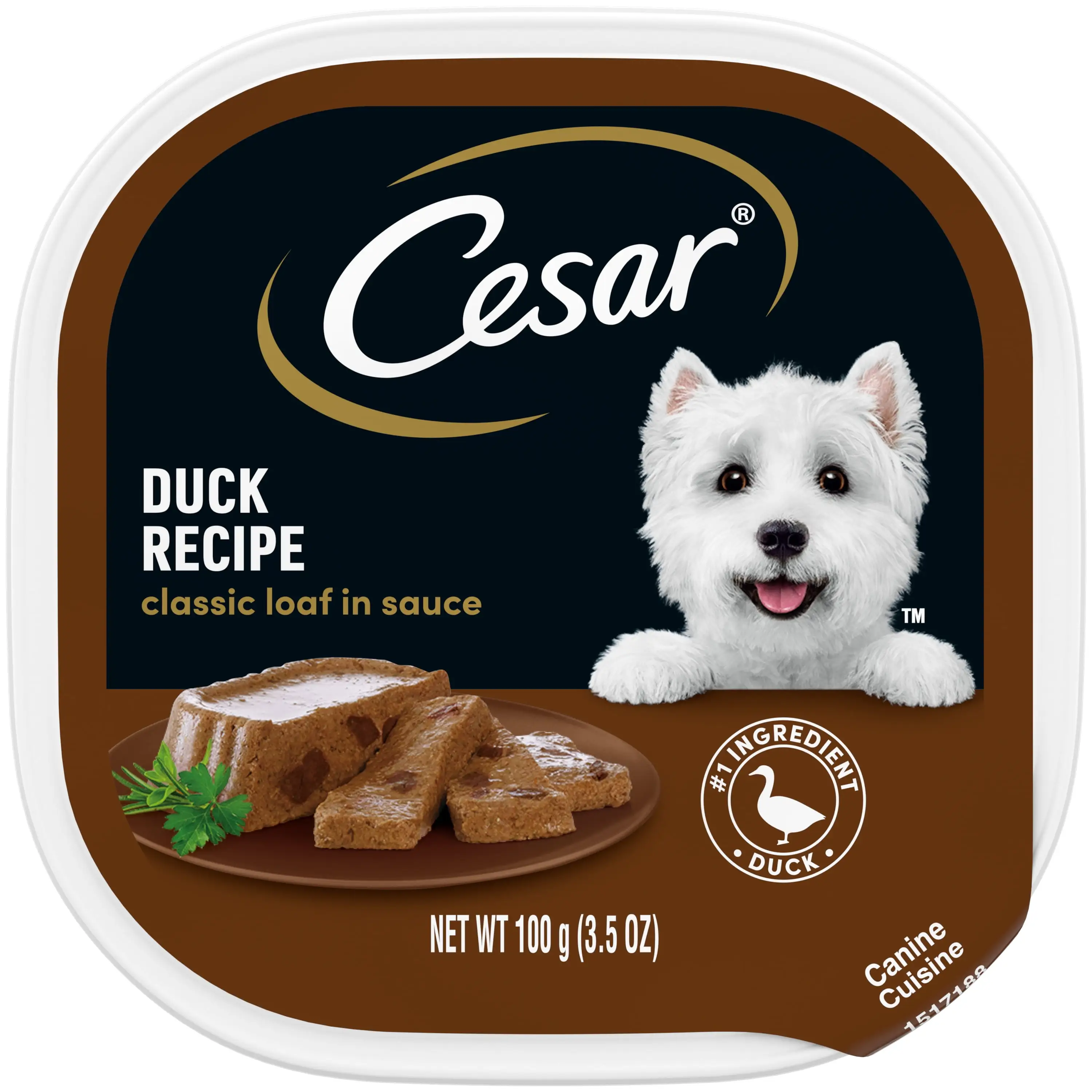 Cesar Classic Loaf In Sauce Duck Recipe Wet Dog Food Adult. 3.5 Oz Easy Peel Tray