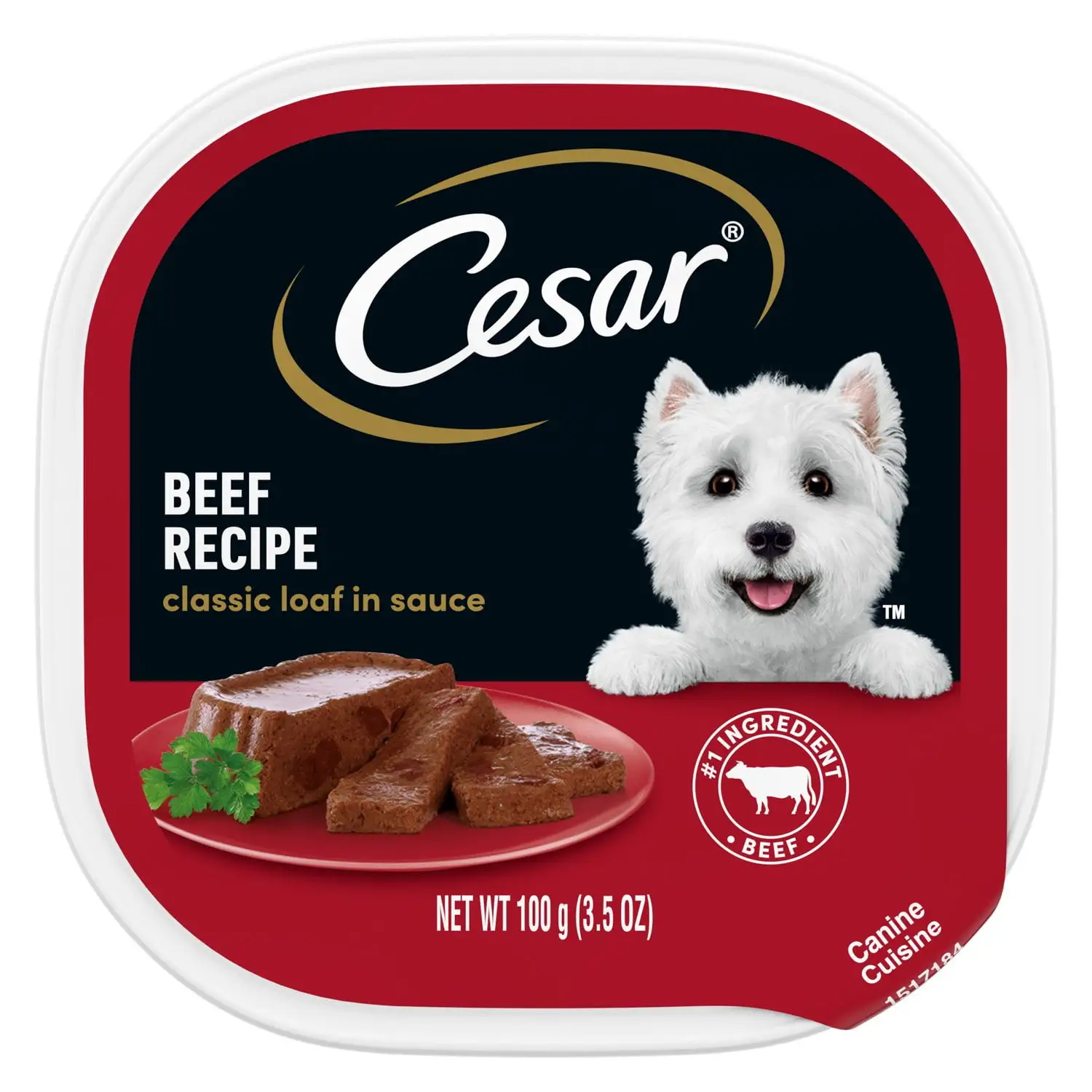 Cesar Classic Loaf in Sauce Beef Recipe Wet Dog Food. 3.5 oz Tray