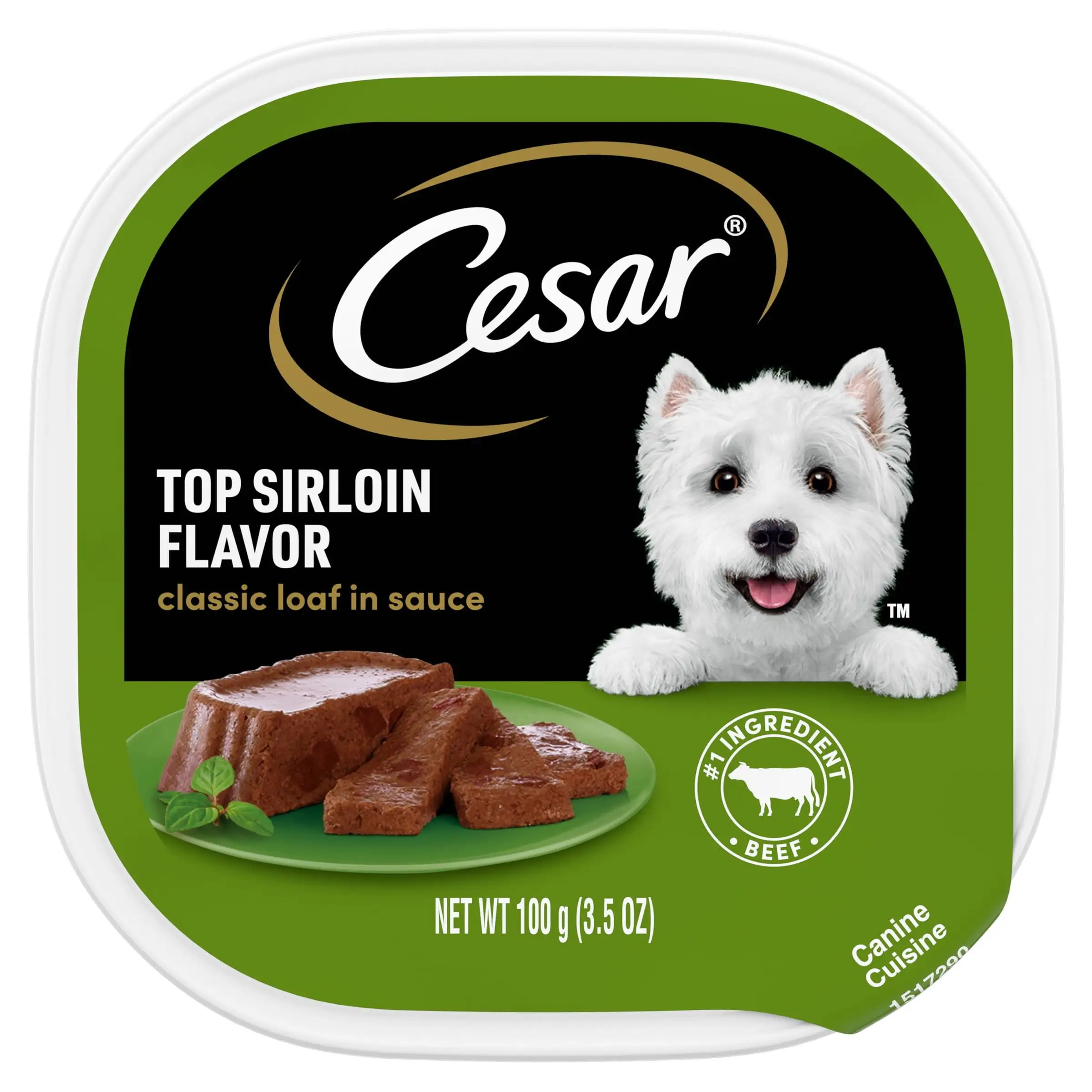 Cesar Classic Loaf in Sauce Top Sirloin Flavor Wet Dog Food. (24) 3.5 oz Easy Peel Trays