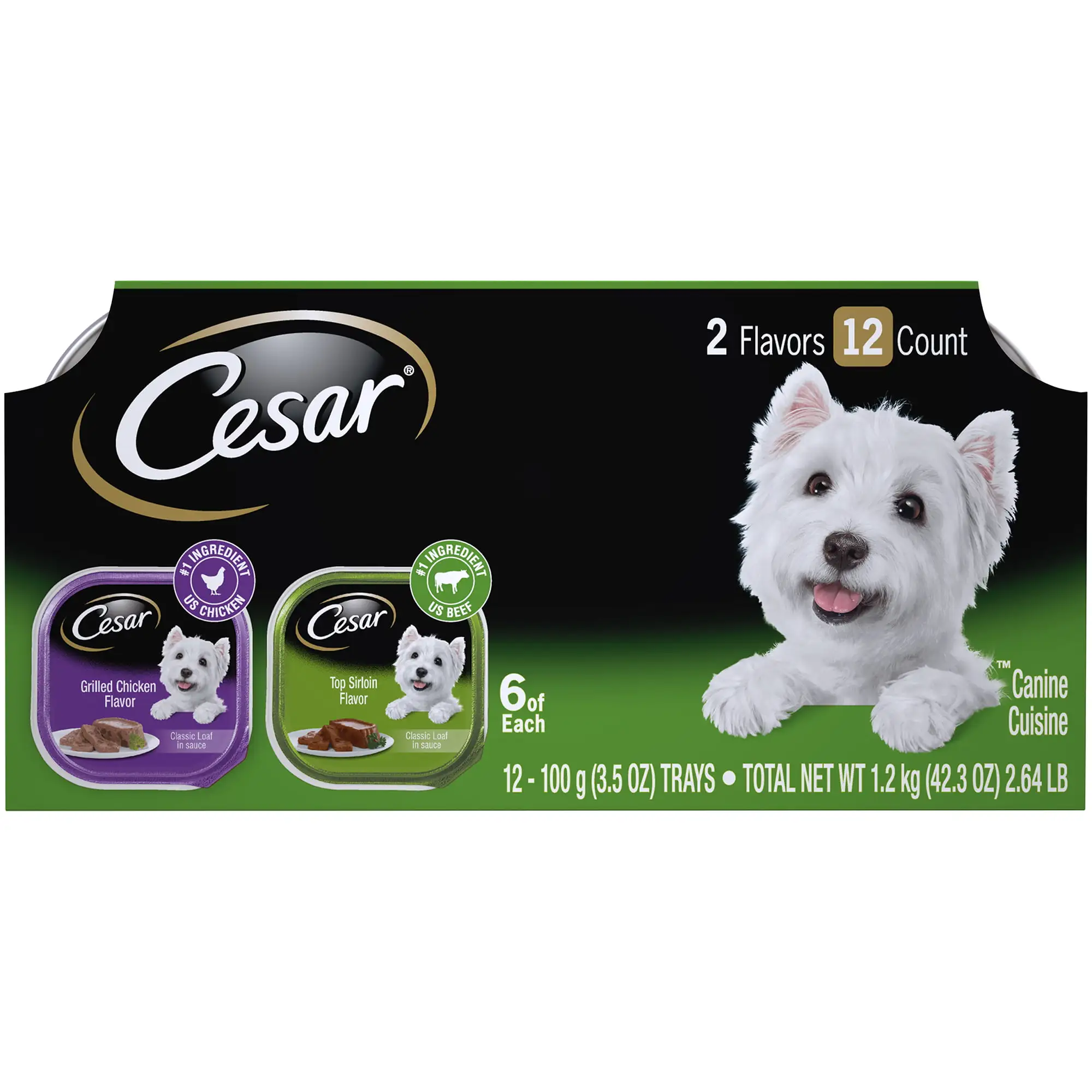 Cesar Classic Loaf in Sauce Wet Dog Food Variety Pack. 3.5 oz Trays (12 Pack)