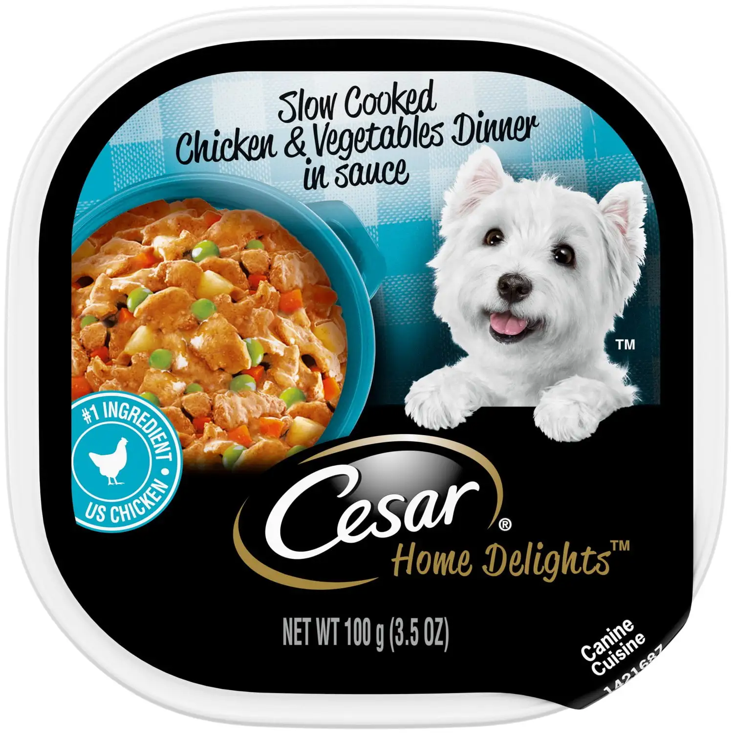 Cesar Home Delights Slow Cooked Chicken and Vegetables Wet Dog Food. 3.5 oz Tray