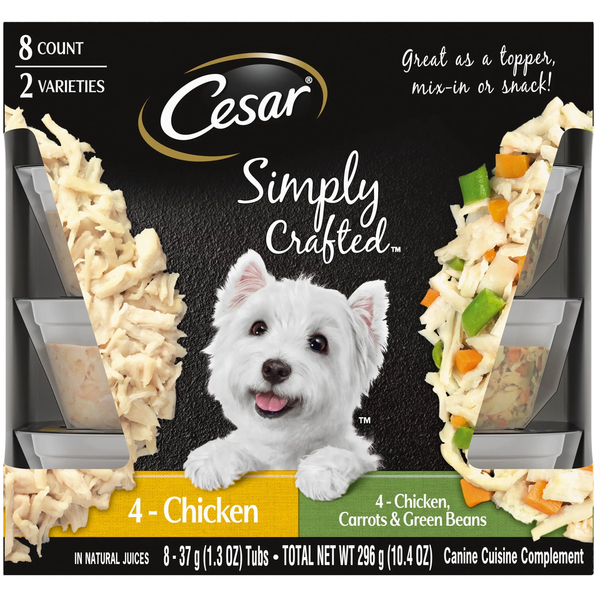 Cesar Simply Crafted Variety Pack Wet Dog Food Topper Adult. 1.3 oz. Pack of 8