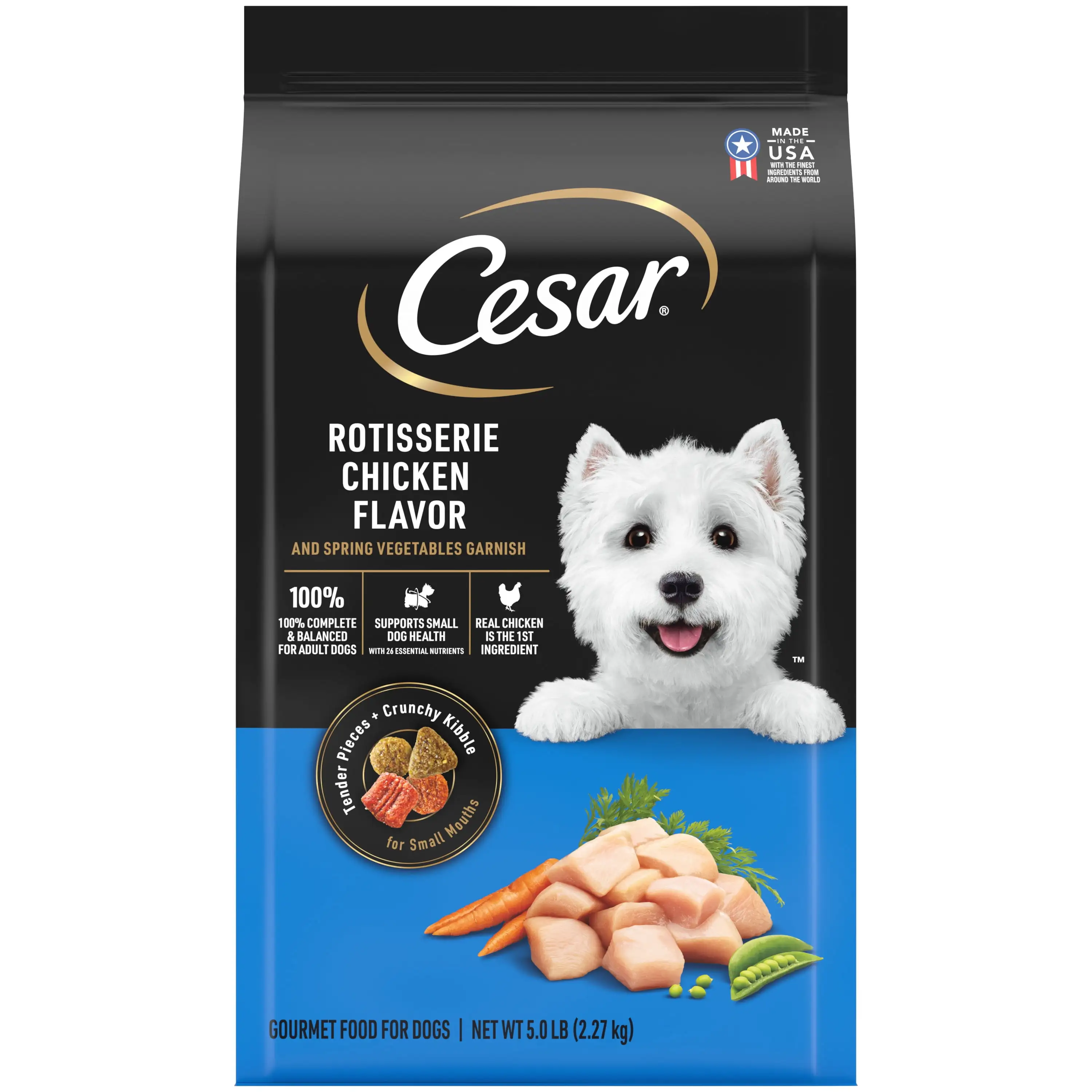 Cesar Small Breed Rotisserie Chicken And Spring Vegetables Dry Dog Food Adult. 5 Lb. Bag