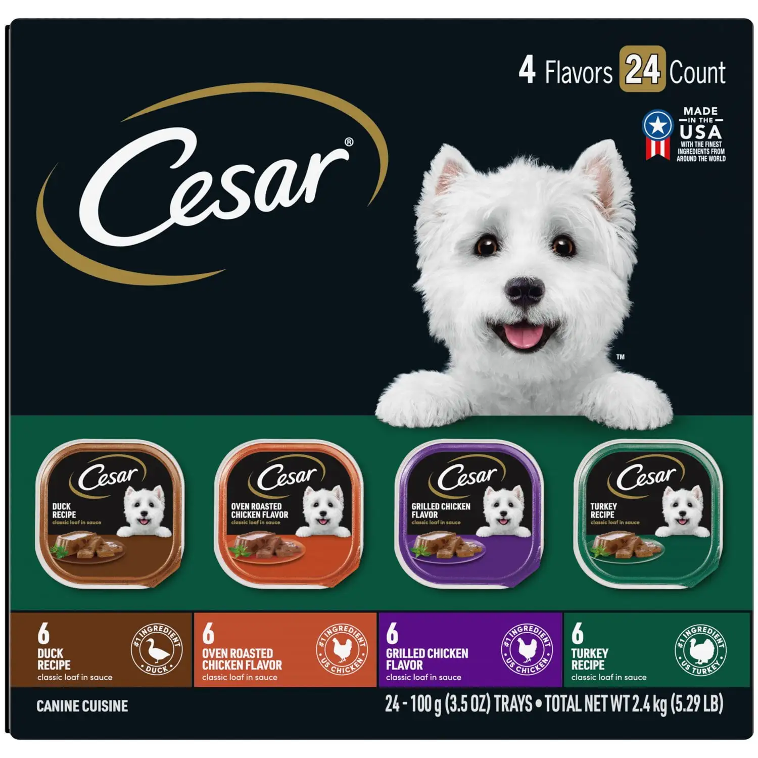 Cesar Wet Dog Food Variety Pack. 3.5 oz Trays (24 Pack)