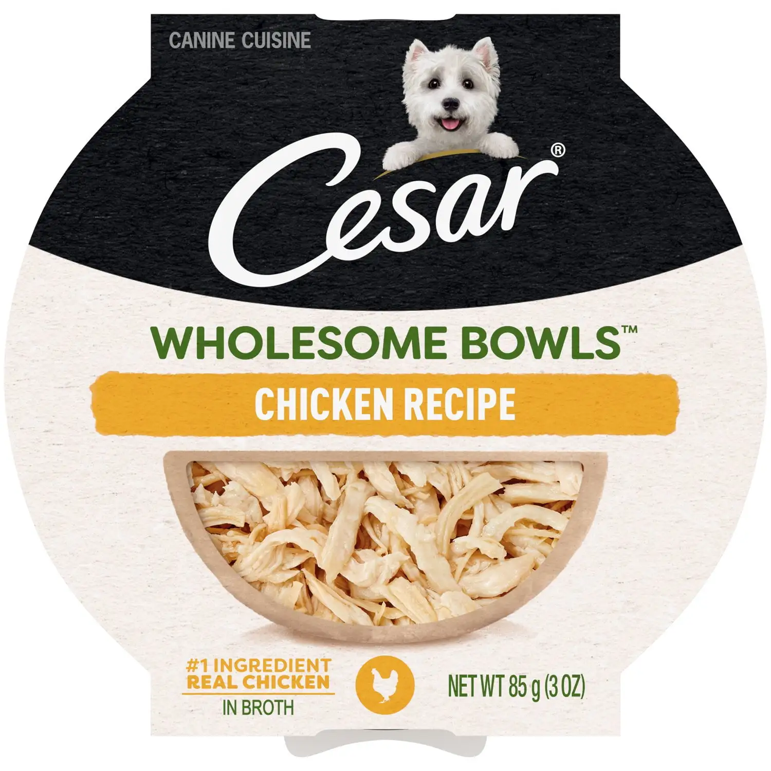 Cesar Wholesome Bowls Chicken Recipe Broth Wet Dog Food. 3 oz Bowl