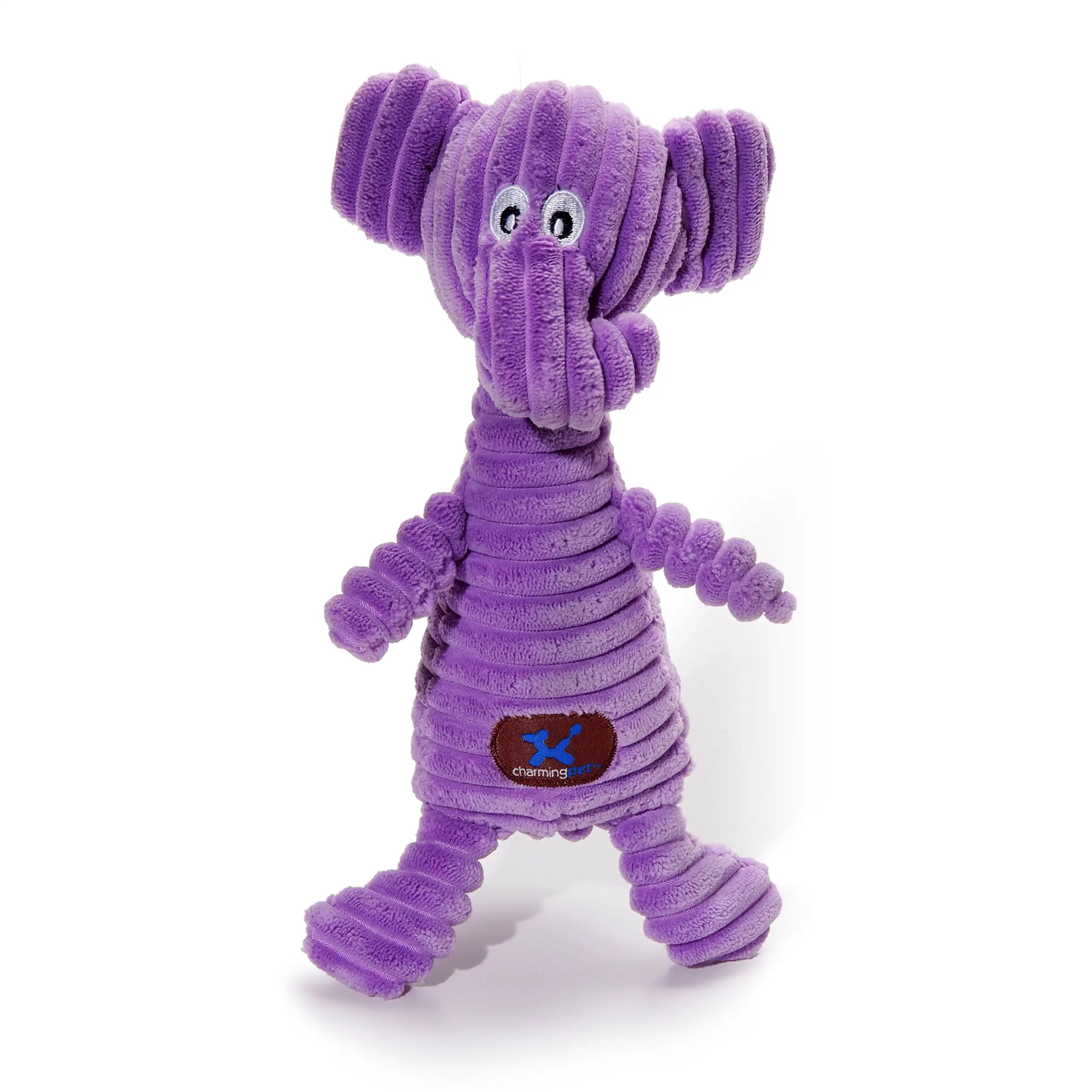 Charming Pet Squeakin' Squiggles Elephant Plush Dog Toy. Purple. One-Size