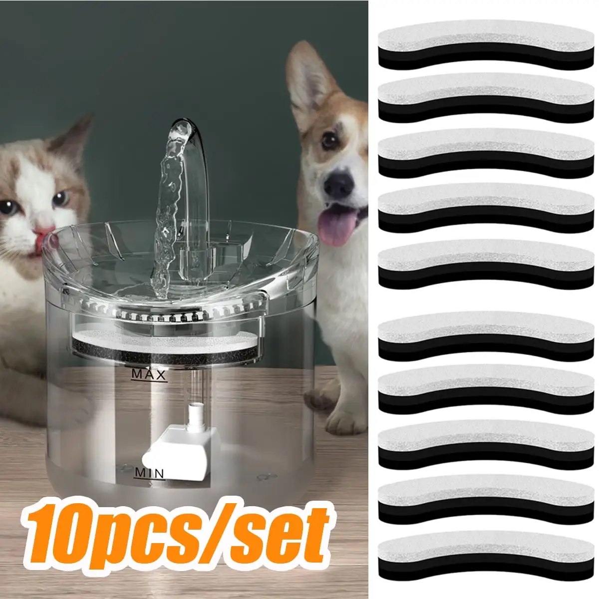 Cheer US 10Pcs Cat Water Fountain Filters. Cat Water Fountain Filters. Pet Water Fountain Filters for WF050 Cat Fountain