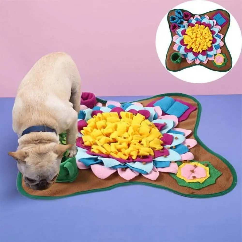 Cheers.US Dog Snuffle Mat Anti Slip Relieve Pressure Vibrant Color Nosework Feeding Slow Feeder Dog Puzzle Toys.Soft. Sturdy. Flexible.for Kitten. Puppy