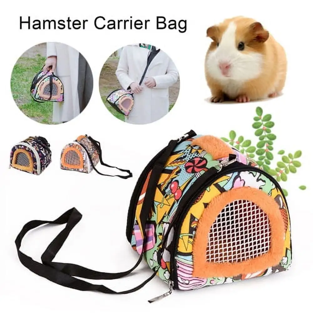 Cheers.US Hamster Carrier Bag with Detachable Strap Breathable Portable Small Animal Carrier Travel Bag.Portable. Breathable. Large Space Suitable for Small Pet