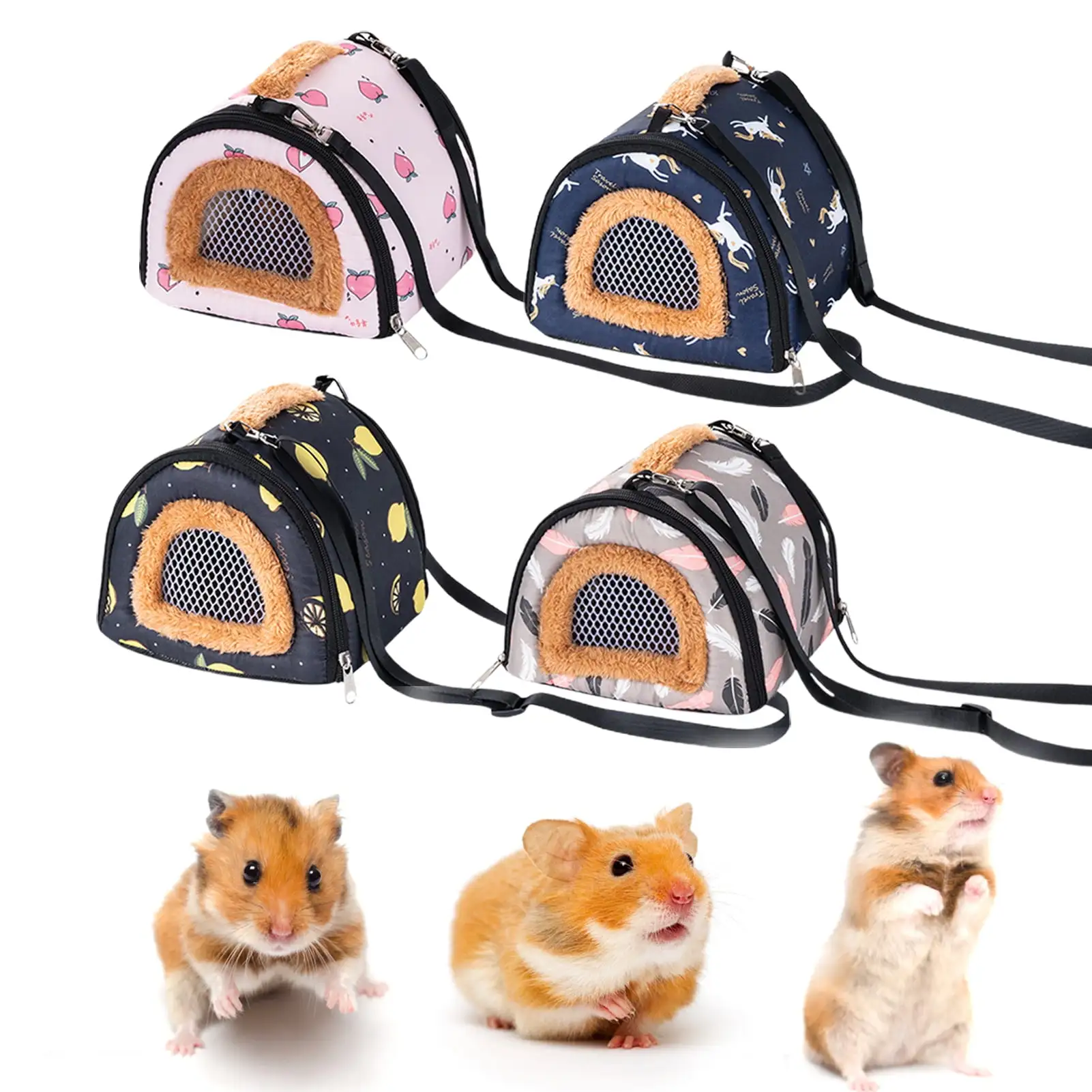 Cheers.US Small Animals Guinea Pig Hamster Carrier Bag with Strap Breathable Portable Outgoing Bag for Hamster Hedgehog Squirrel mice Rats