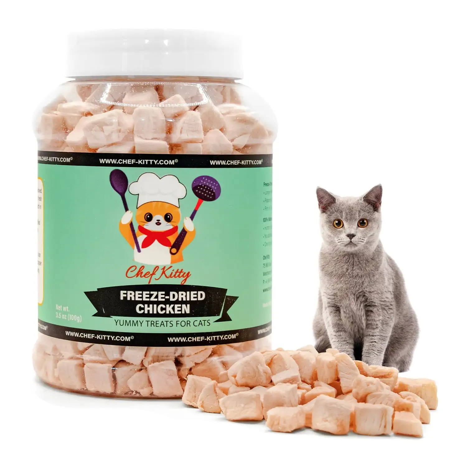 Chef Kitty Freeze Dried Cat and Dog Treats All Natural Human Grade Chicken Breast - 1.75oz