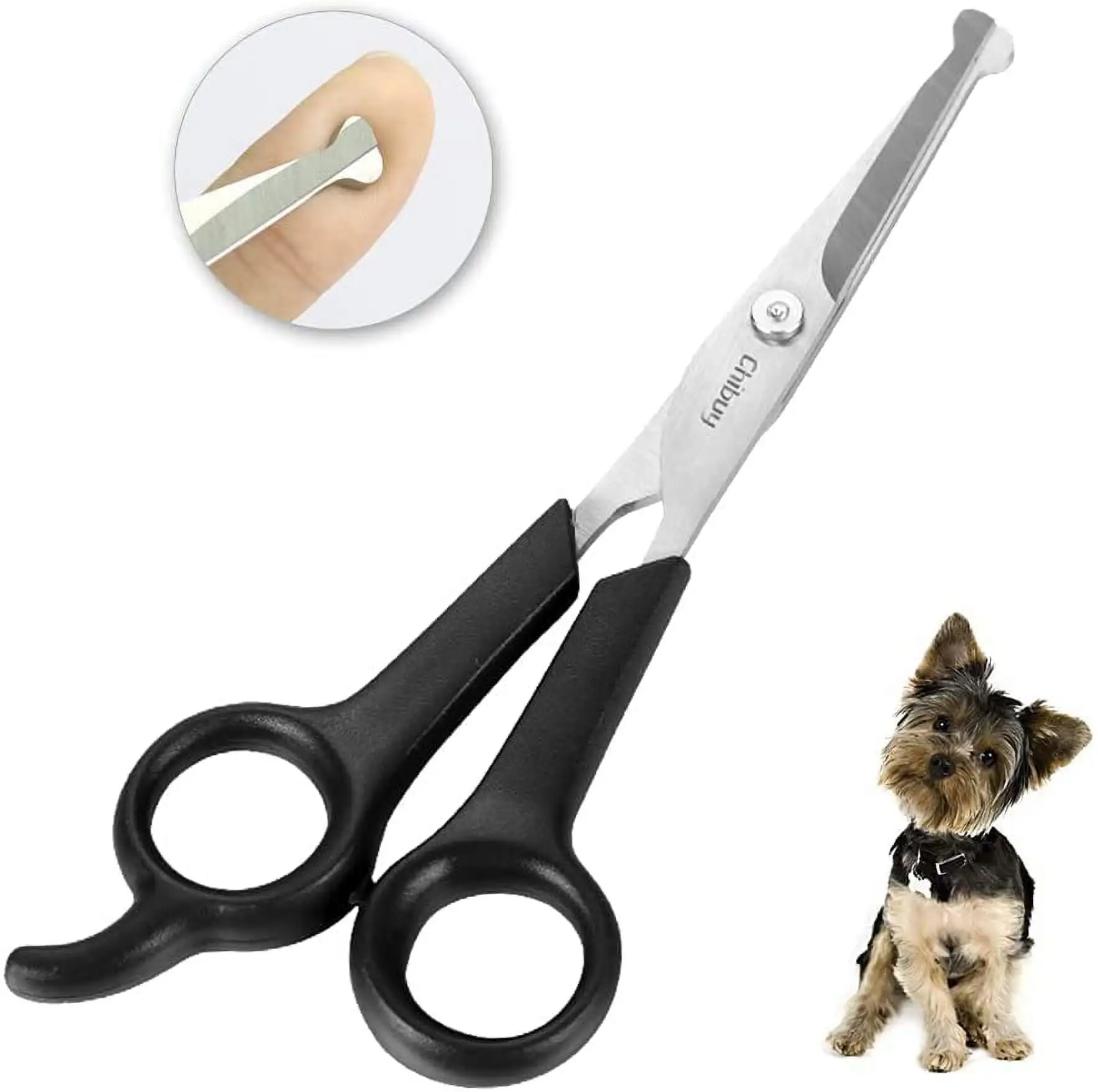 Chibuy Professional Pet Grooming Scissors with Round Tip Stainless Steel Dog Eye Cutter for Dogs and Cats. Professional Grooming Tool. Size 6.70 x 2.6 x 0.43