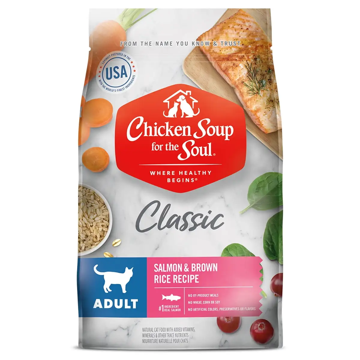 Chicken Soup for the Soul Adult Cat Food - Salmon & Brown Rice Dry Recipe. 13.5lb