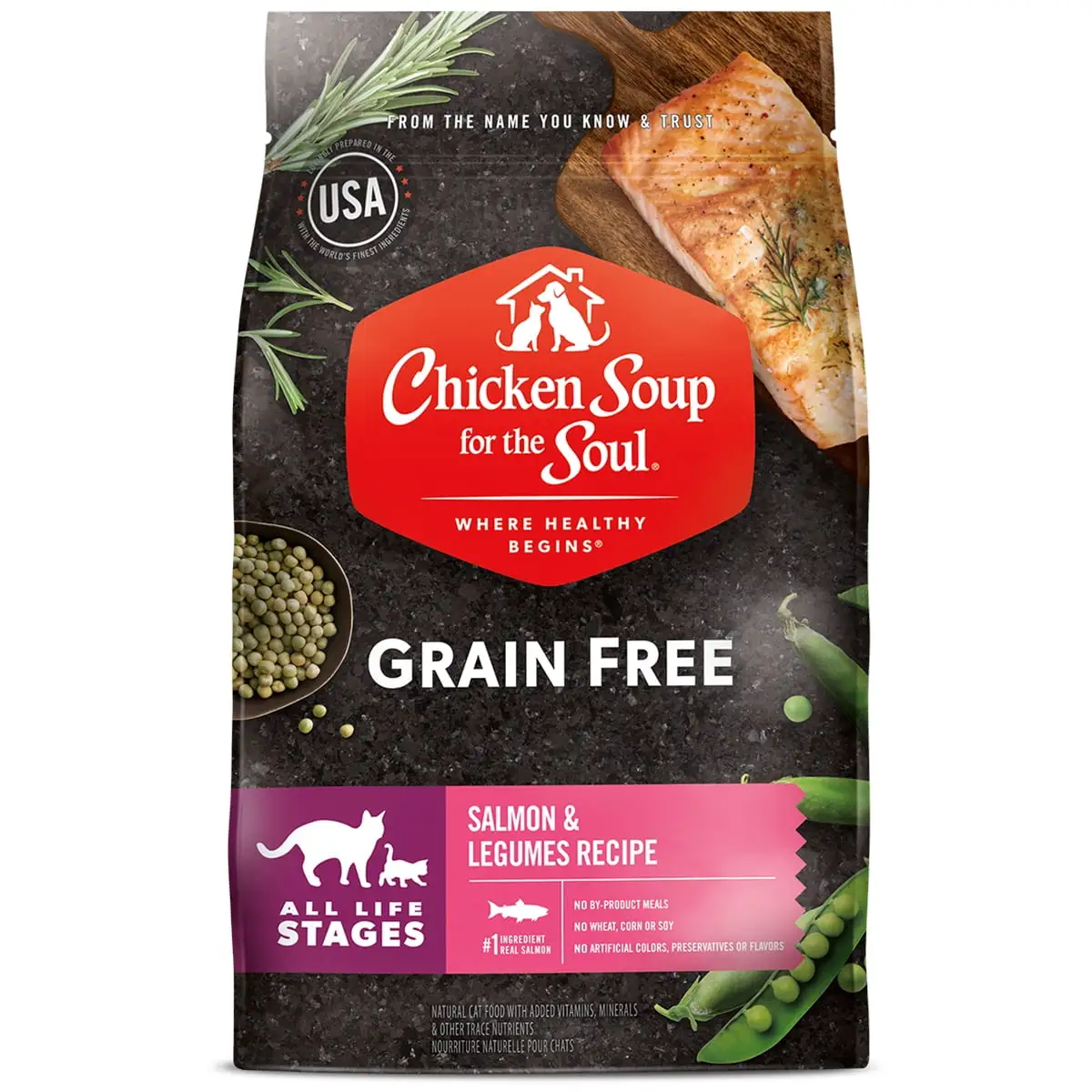 Chicken Soup for the Soul Grain Free All Life Stages Cat Food ??Salmon & Legumes Dry Recipe. 12lb