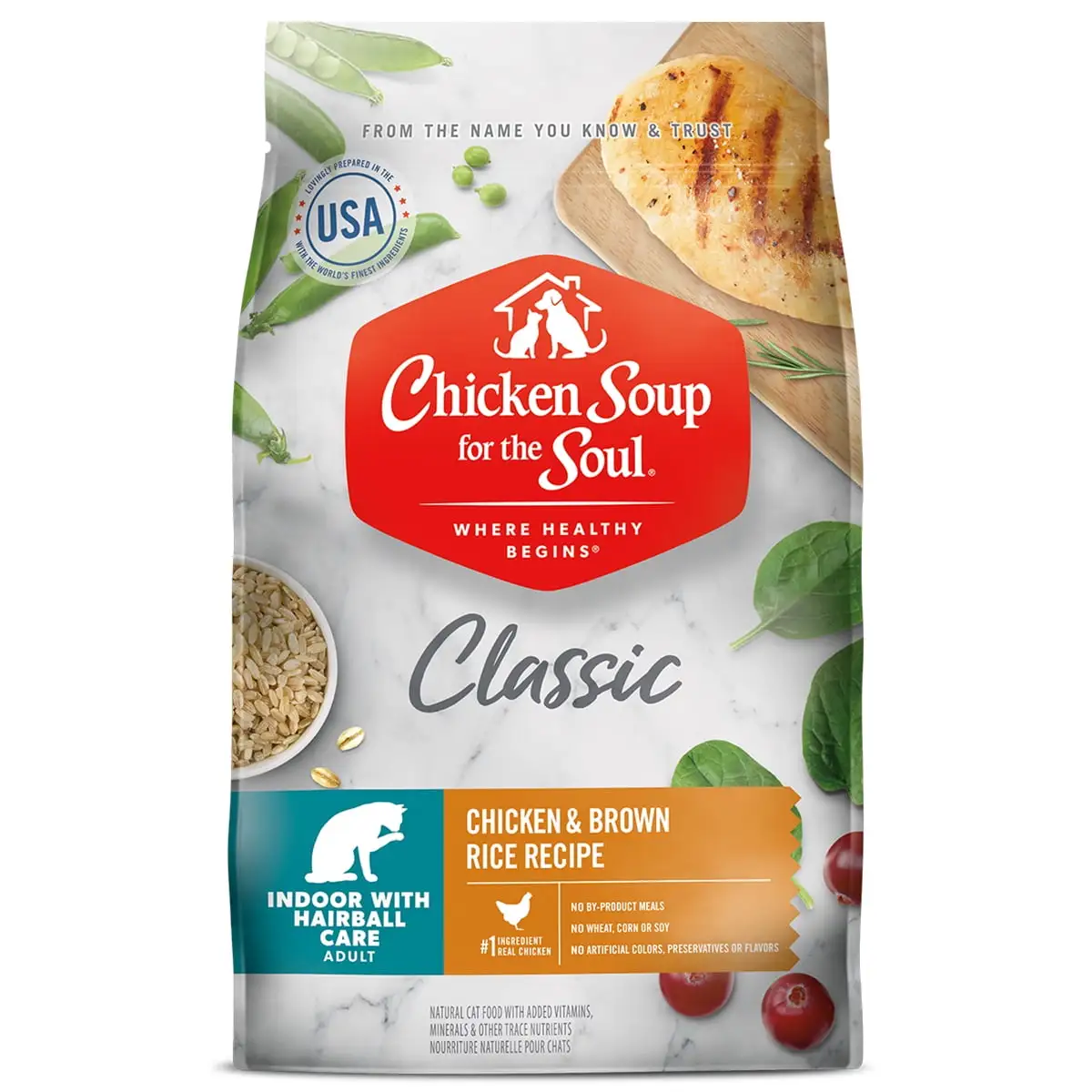 Chicken Soup for the Soul Indoor Adult Cat Food - Chicken & Brown Rice Dry Recipe. 13.5lb