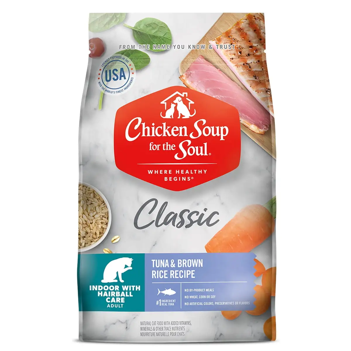 Chicken Soup for the Soul Indoor Cat Food - Tuna & Brown Rice Dry Recipe. 13.5 lb