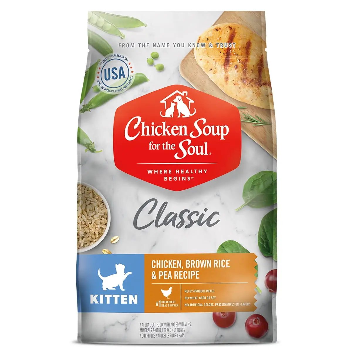 Chicken Soup for the Soul Kitten Dry Cat Food - Chicken. Brown Rice. & Pea Recipe Cat 13.5lb