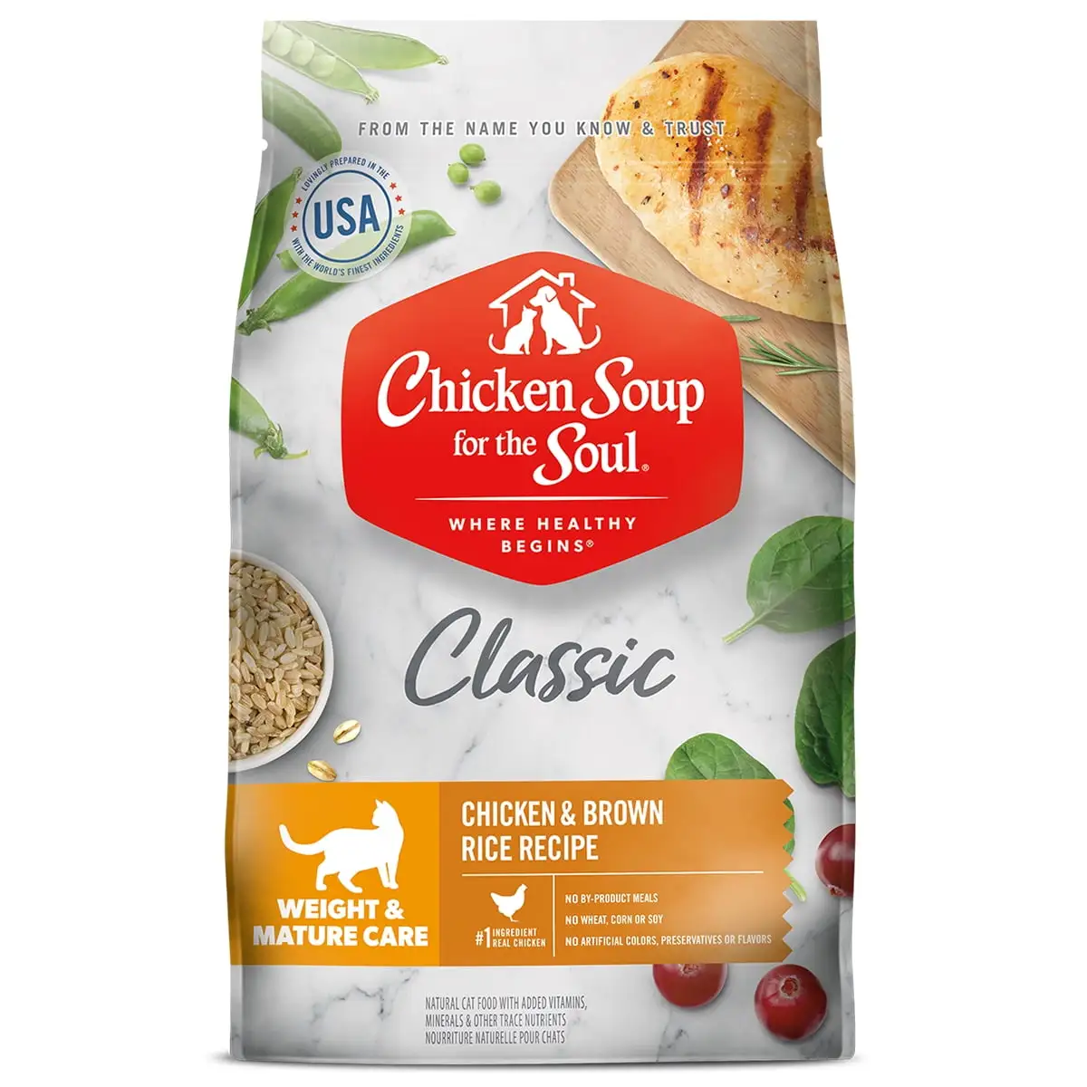 Chicken Soup for the Soul Weight & Senior Mature Care Dry Cat Food - Chicken & Brown Rice Recipe Cat 4.5 lb