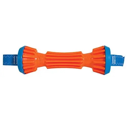 ChuckIt! Rugged Bumper Rubber Fetch Dog Toy with Nylon Straps. Small. Orange. Pack of 1