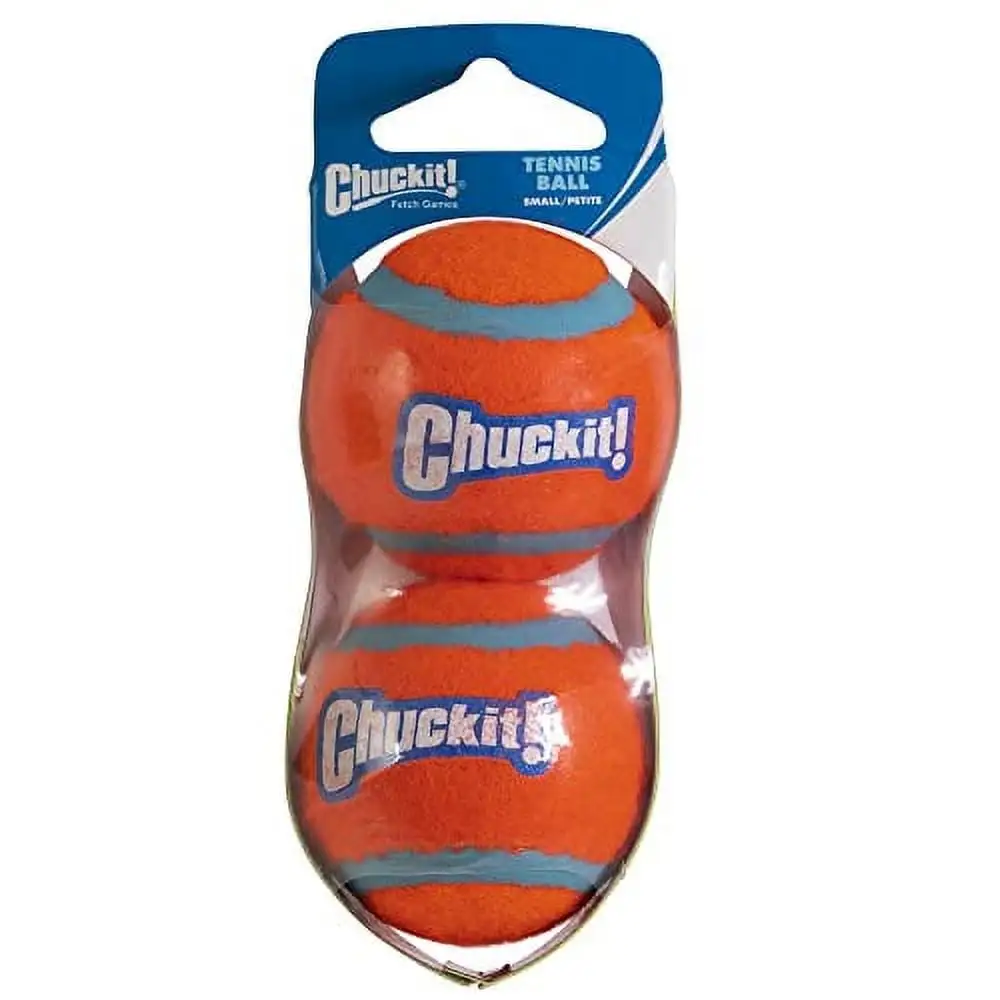 Chuckit Dog Tennis Ball Dog Toy. Small (2 Inch Diameter) for dogs 0-20 lbs. Shrink Wrap Pack of 2