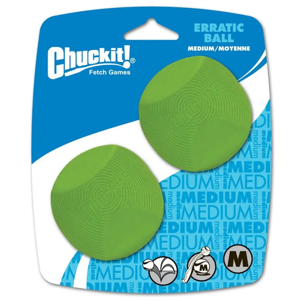 Chuckit! Erratic Dog Toy Ball Green 2 pk. Medium