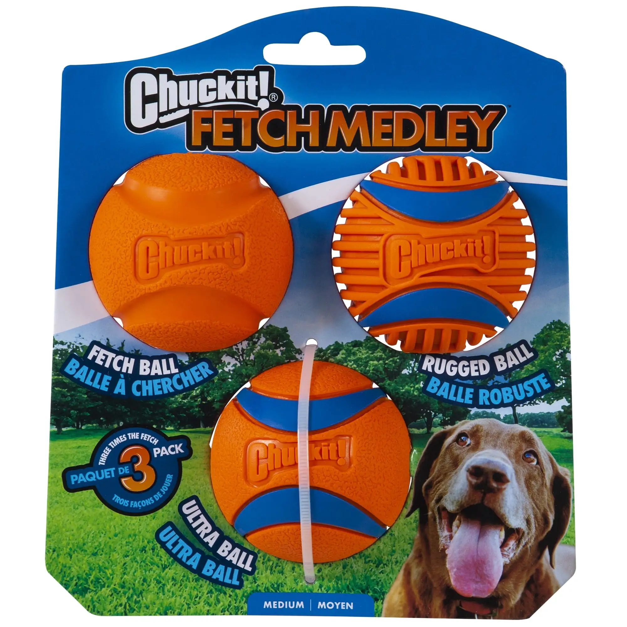 Chuckit Fetch Medley Balls Gen 3 Dog Toy. Pack of 3