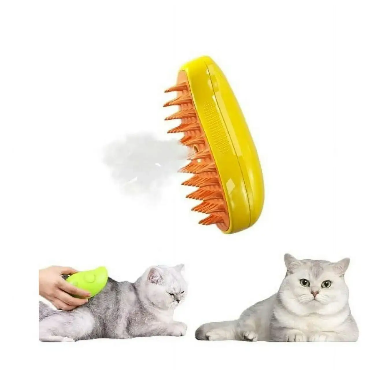 Clearance Cat Grooming Supplies Under $10! SEAYI 3 In 1 Cat Steamy Brush. Self Cleaning Steam Cat Brushes. Cat Steamer Brush for Massage. Cat Hair Brush for Removing and Loosse Hair 1PCS/Yellow