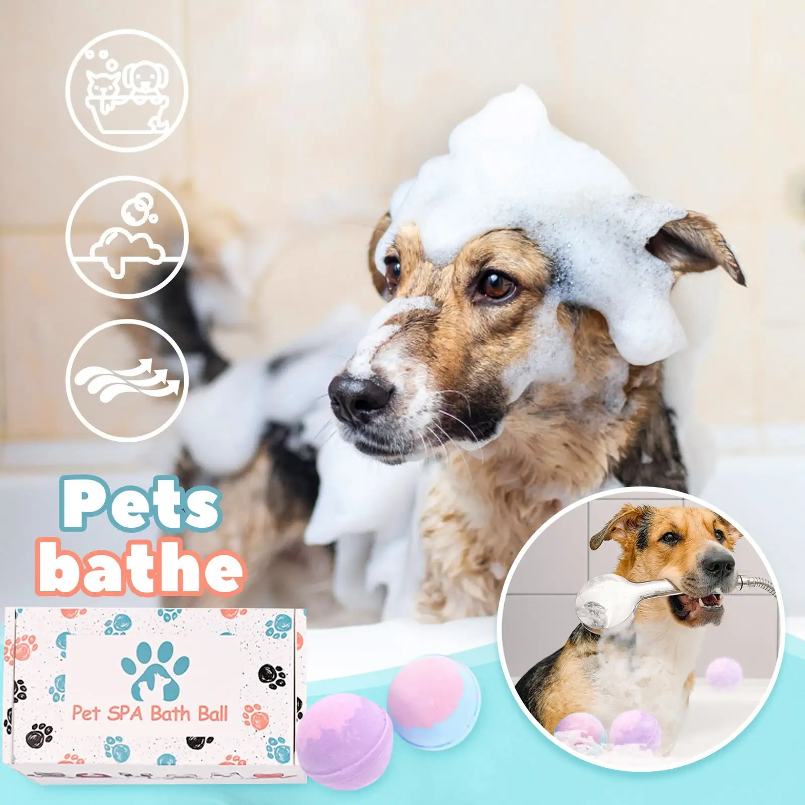 Clearance TOFOTL 2pcs Dog Bath Bombs Set. Bubble Bath Bathbombs Pet Grooming Supplies. Natural Bath Salt Balls Shampoo for Dogs and Cats to Relax and Enjoy The SPA Shower Time