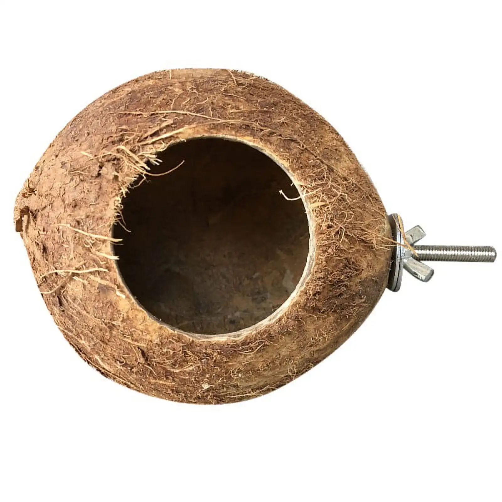 Coconut Bird Nest Hut for Parrots Parakeet Conures Cockatiel.Small Animals House Pet Cage Habitats Decor. Brown