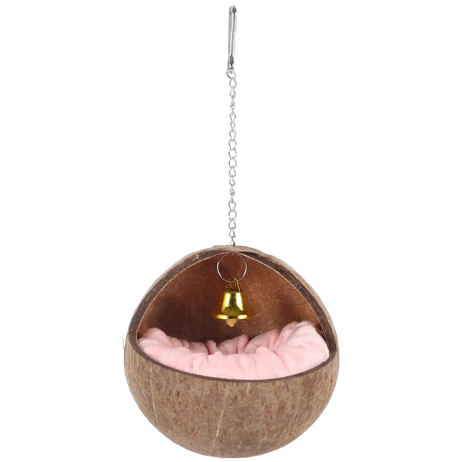 Coconuts Shell Nest Bird Nest Natural Coconuts Shell Bird Nests House Bed with Warm Pad and Bell