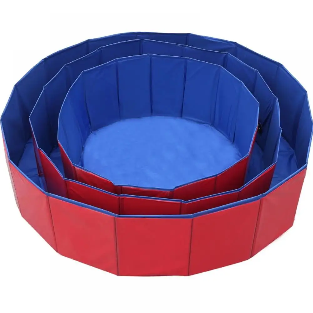 Collapsible Pet Dog Bath Pool.Kiddie Pool Hard Plastic Foldable Bathing Tub PVC Outdoor Pools.Red