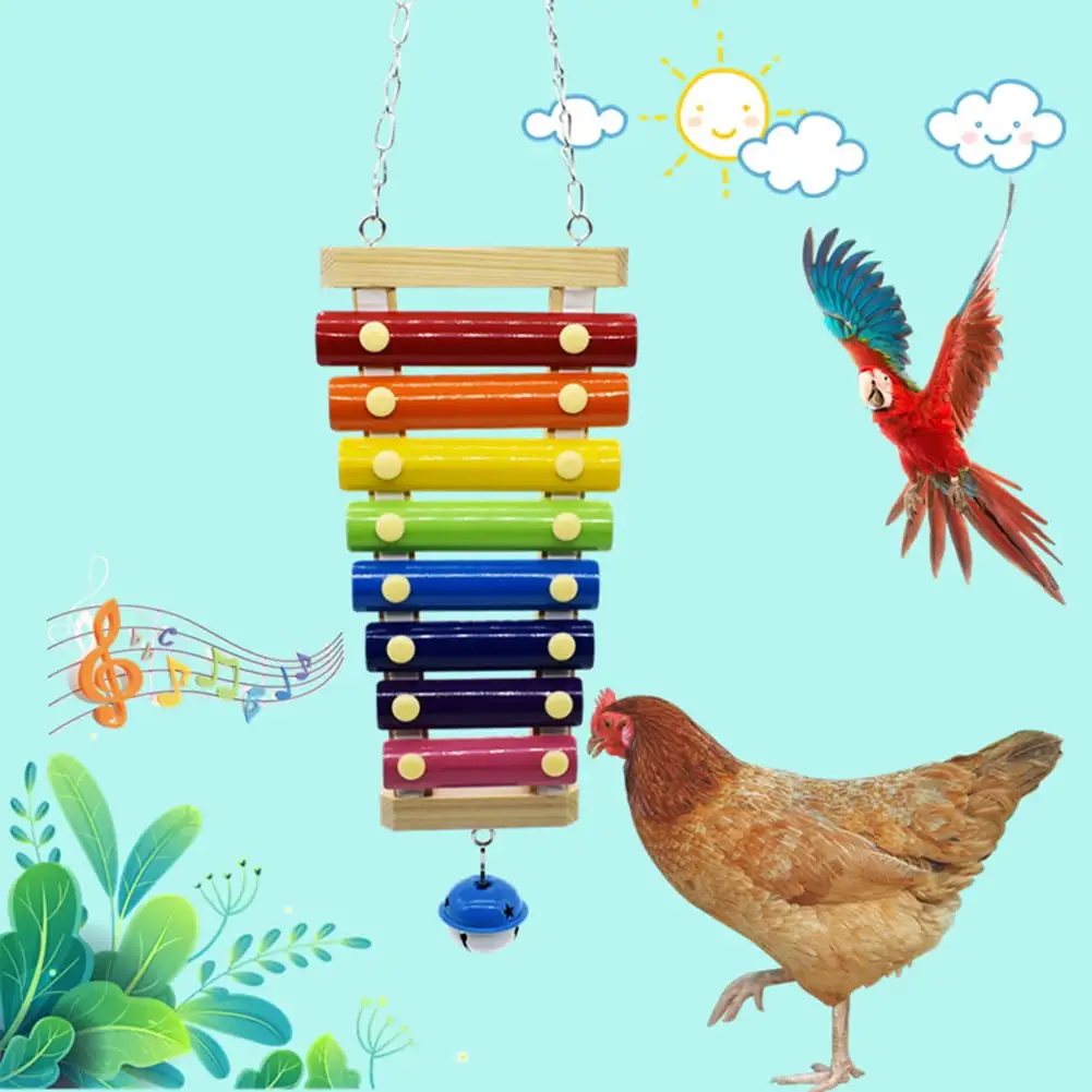 Colorful Bird Xylophone Toy.Suspensible Funny Xylophone Toy with 8 Metal Keys. Bird Cage Toy Accessories for Chicken Bird Parrot Parrot Parakeet Budgies Love Birds