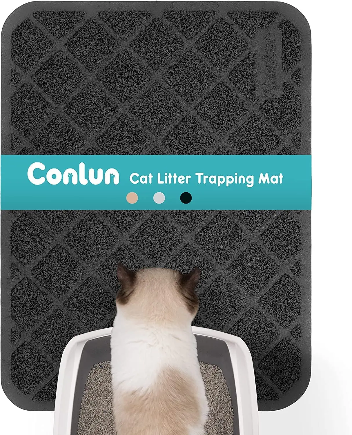 Conlun Cat Litter Mat. 24 x 17 Premium Durable PVC. Non-Slip. Less Waste. Urine Waterproof