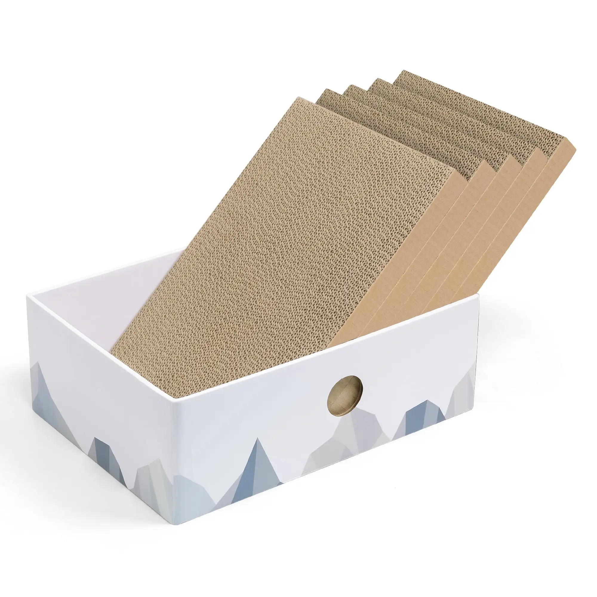 Conlun Cat Scratcher Cardboards with Box. 5-Pack Replacement Reversible Cat Scratcher Pad. Medium