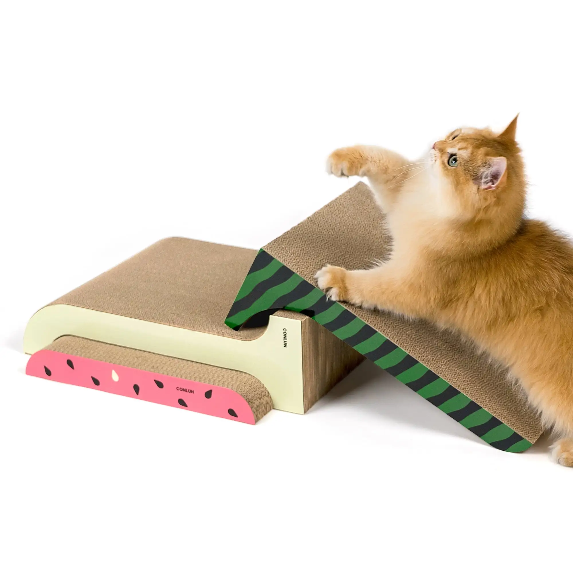 Conlun XL Wide Cat Scratcher Cardboard.3 Pack Durable Removable Cat Scratching Pad.3-in-1 Cat Accessories for Indoor Cats