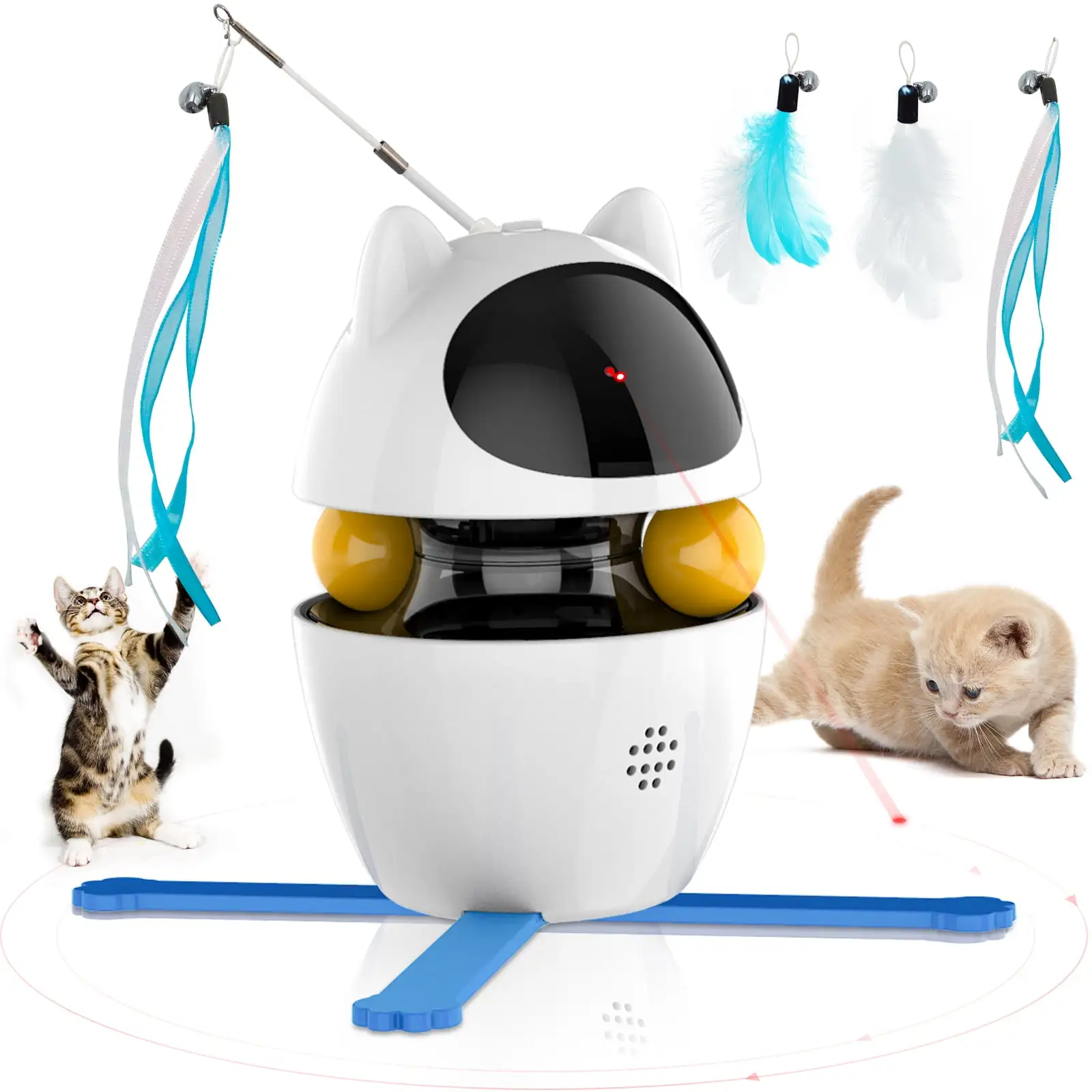 Cornmi Automatic Cat Toy Interactive for Indoor. 3 in 1 Cat Interactive Laser Feather Toys breed