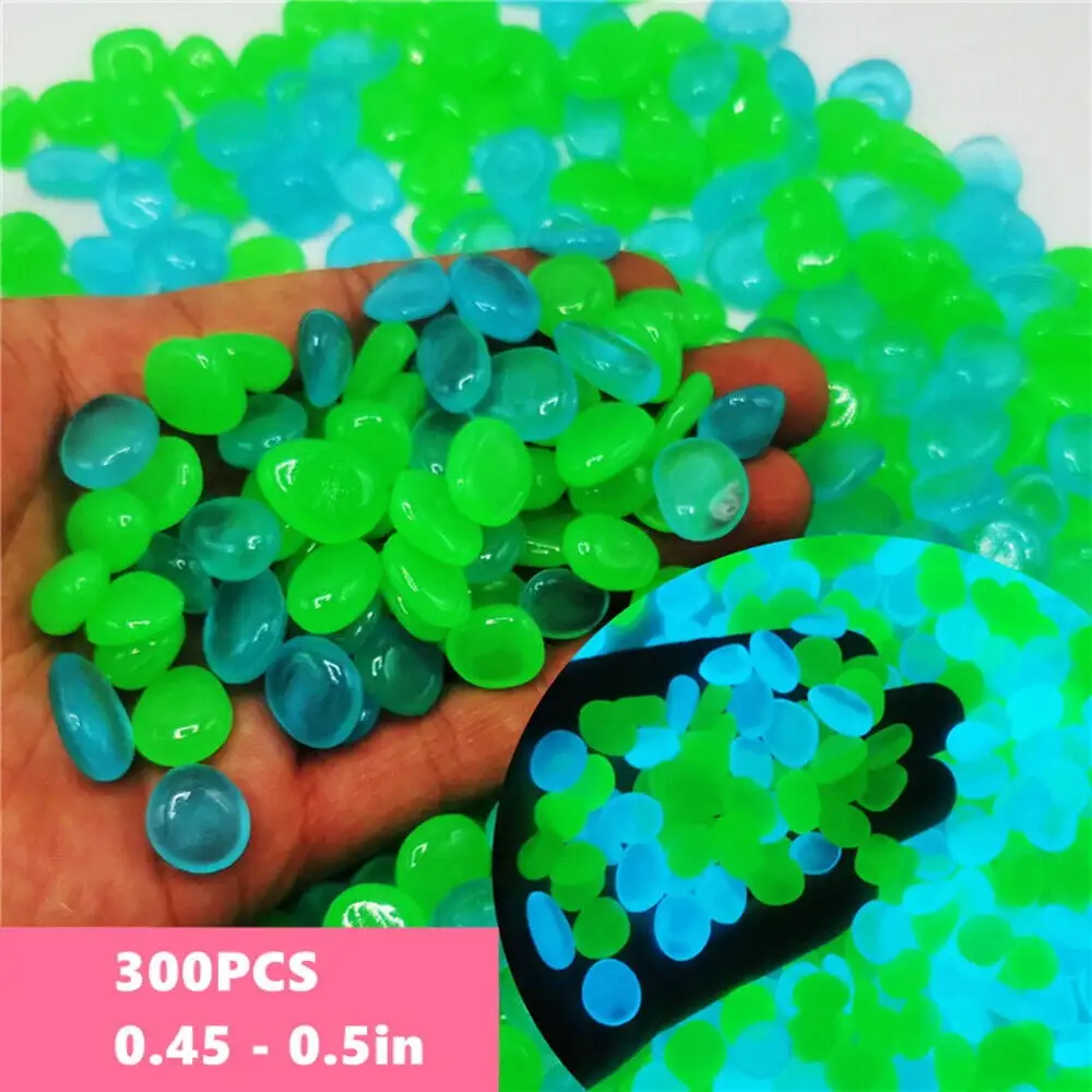 Costyle 300 PCS Garden Pebbles Glow in the Dark for Walkways Aquarium Outdoor Decor Luminous Stones Rocks