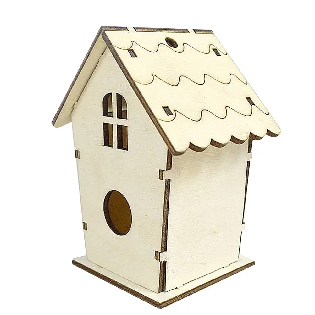 Creative Nest Delicate Wooden Cage Simple Assembly Nest Gardening Small Cage for Pet Swallows Birds (A Style 11.5x8.5x7cm)